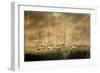 The British and American Fleets Engaged on Lake Borgne-Thomas L. Hornbrook-Framed Giclee Print