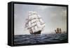 The British Clipper Cutty Sark Sailing Off Coast of China-null-Framed Stretched Canvas