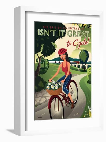 The British Countryside, Isn't It Great to Cycle!-Michael Crampton-Framed Art Print