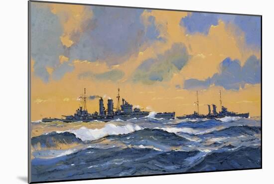 The British Cruisers Hms Exeter and Hms York-John S. Smith-Mounted Giclee Print