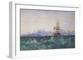 The British Fleet Surrounded by Flying Fish off Ceylon (W/C on Paper)-Andrew Nicholl-Framed Giclee Print
