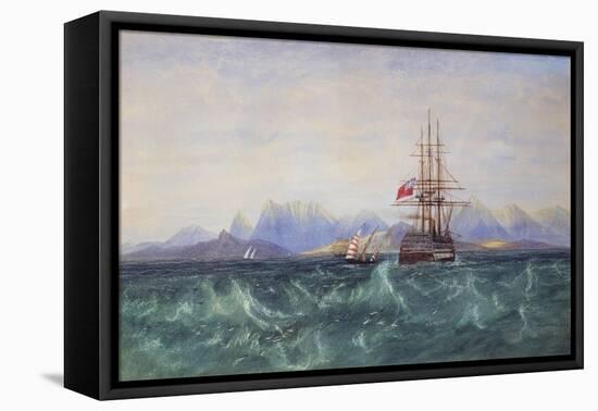 The British Fleet Surrounded by Flying Fish off Ceylon (W/C on Paper)-Andrew Nicholl-Framed Stretched Canvas