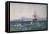 The British Fleet Surrounded by Flying Fish off Ceylon (W/C on Paper)-Andrew Nicholl-Framed Stretched Canvas