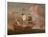 The British Man-O'-War `The Royal James' Flying the Royal Ensign Off a Coast-Willem Van De, The Younger Velde-Framed Giclee Print