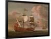 The British Man-O'-War `The Royal James' Flying the Royal Ensign Off a Coast-Willem Van De, The Younger Velde-Framed Giclee Print