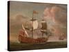 The British Man-O'-War `The Royal James' Flying the Royal Ensign Off a Coast-Willem Van De, The Younger Velde-Stretched Canvas