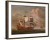 The British Man-O'-War `The Royal James' Flying the Royal Ensign Off a Coast-Willem Van De, The Younger Velde-Framed Giclee Print