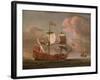 The British Man-O'-War `The Royal James' Flying the Royal Ensign Off a Coast-Willem Van De, The Younger Velde-Framed Giclee Print