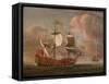 The British Man-O'-War `The Royal James' Flying the Royal Ensign Off a Coast-Willem Van De, The Younger Velde-Framed Stretched Canvas