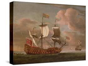 The British Man-O'-War `The Royal James' Flying the Royal Ensign Off a Coast-Willem Van De, The Younger Velde-Stretched Canvas