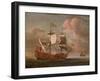 The British Man-O'-War `The Royal James' Flying the Royal Ensign Off a Coast-Willem Van De, The Younger Velde-Framed Giclee Print