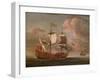 The British Man-O'-War `The Royal James' Flying the Royal Ensign Off a Coast-Willem Van De, The Younger Velde-Framed Giclee Print