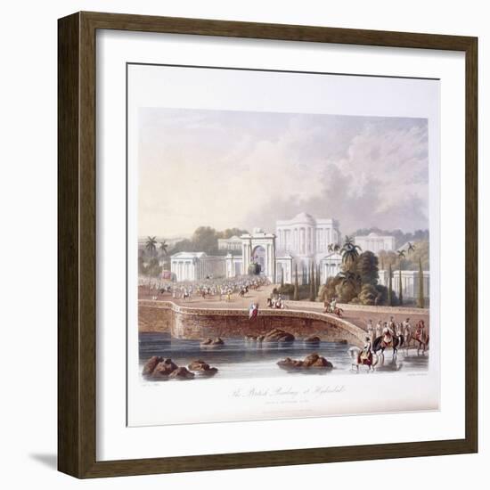 The British Residency at Hyderabad, 1813 ; 1830 (Hand-Coloured.)-Captain Robert M. Grindlay-Framed Giclee Print