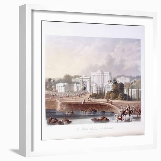 The British Residency at Hyderabad, 1813 ; 1830 (Hand-Coloured.)-Captain Robert M. Grindlay-Framed Giclee Print