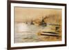 The British Second Division of Battleships Fire on the Germans at the Battle of Jutland-William Lionel Wyllie-Framed Photographic Print