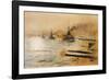 The British Second Division of Battleships Fire on the Germans at the Battle of Jutland-William Lionel Wyllie-Framed Photographic Print