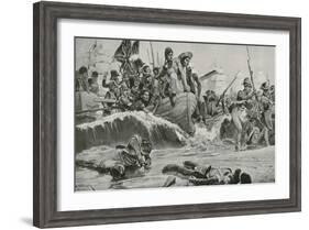 The British Troops Force a Landing at Aboukir Bay in Face of the French Batteries-Richard Caton Woodville II-Framed Giclee Print