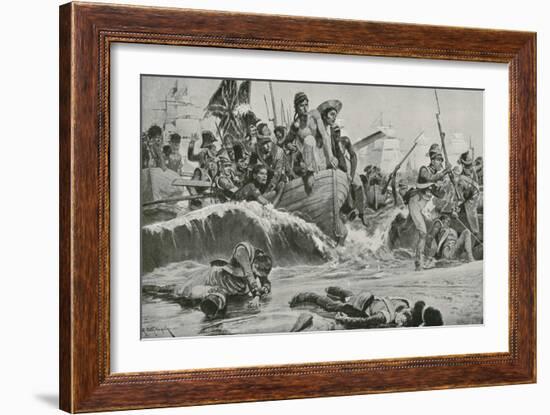 The British Troops Force a Landing at Aboukir Bay in Face of the French Batteries-Richard Caton Woodville II-Framed Giclee Print