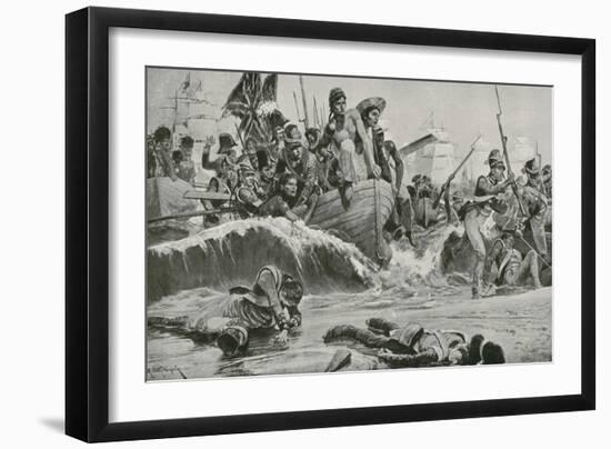 The British Troops Force a Landing at Aboukir Bay in Face of the French Batteries-Richard Caton Woodville II-Framed Giclee Print