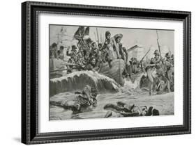 The British Troops Force a Landing at Aboukir Bay in Face of the French Batteries-Richard Caton Woodville II-Framed Giclee Print