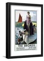 The Broads, Girl Standing on Boat-null-Framed Art Print