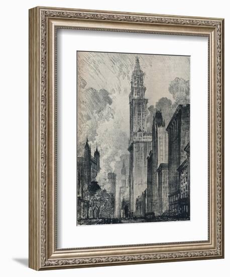 'The Broadway and the Woolworth Building, New York', 1912-Joseph Pennell-Framed Giclee Print