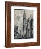 'The Broadway and the Woolworth Building, New York', 1912-Joseph Pennell-Framed Giclee Print