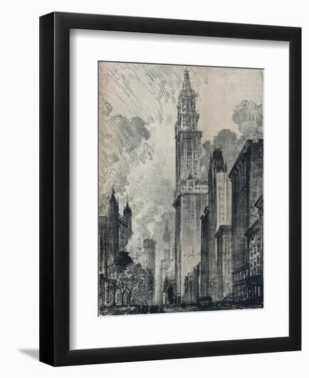 'The Broadway and the Woolworth Building, New York', 1912-Joseph Pennell-Framed Giclee Print