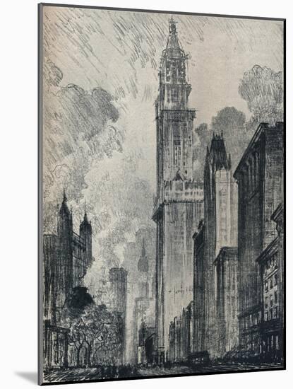 'The Broadway and the Woolworth Building, New York', 1912-Joseph Pennell-Mounted Giclee Print