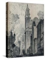 'The Broadway and the Woolworth Building, New York', 1912-Joseph Pennell-Stretched Canvas