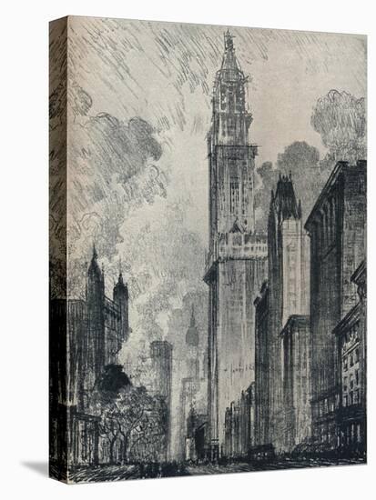 'The Broadway and the Woolworth Building, New York', 1912-Joseph Pennell-Stretched Canvas