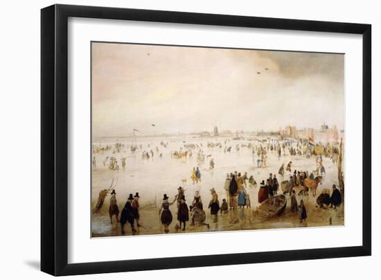 The Broederpoort, Kampen, with numerous Figures skating and playing Kolf-Hendrick Avercamp-Framed Giclee Print