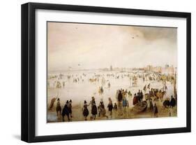 The Broederpoort, Kampen, with numerous Figures skating and playing Kolf-Hendrick Avercamp-Framed Giclee Print