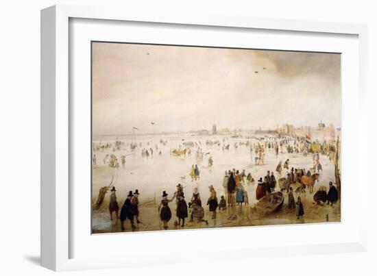 The Broederpoort, Kampen, with numerous Figures skating and playing Kolf-Hendrick Avercamp-Framed Giclee Print