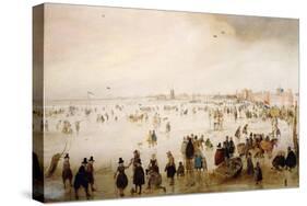 The Broederpoort, Kampen, with numerous Figures skating and playing Kolf-Hendrick Avercamp-Stretched Canvas