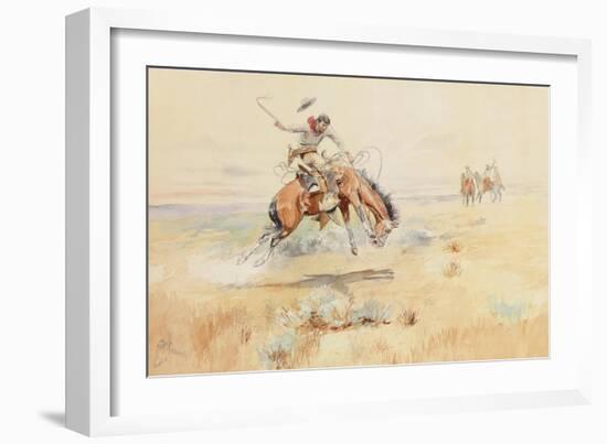 The Bronco Buster, 1894 (Watercolour and Pencil on Paper)-Charles Marion Russell-Framed Giclee Print