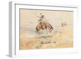 The Bronco Buster, 1894 (Watercolour and Pencil on Paper)-Charles Marion Russell-Framed Giclee Print