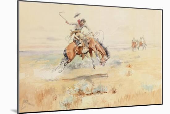 The Bronco Buster, 1894 (Watercolour and Pencil on Paper)-Charles Marion Russell-Mounted Giclee Print