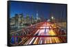 The Brooklyn Bridge and Lower Manhattan Skyline, New York City.-Jon Hicks-Framed Stretched Canvas