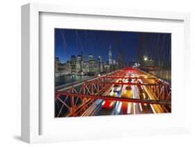 The Brooklyn Bridge and Lower Manhattan Skyline, New York City.-Jon Hicks-Framed Photographic Print