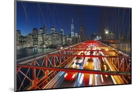 The Brooklyn Bridge and Lower Manhattan Skyline, New York City.-Jon Hicks-Mounted Photographic Print