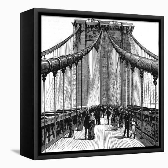 The Brooklyn Bridge, New York, 1883-null-Framed Stretched Canvas