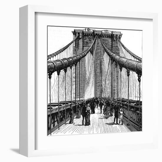 The Brooklyn Bridge, New York, 1883-null-Framed Art Print