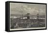The Brooklyn Bridge over the East River, Between Long Island and New York-null-Framed Stretched Canvas