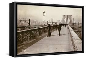 The Brooklyn Bridge Promenade, Looking Towards Manhattan, 1903-Joseph Byron-Framed Stretched Canvas