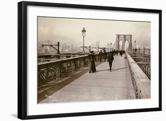 The Brooklyn Bridge Promenade, Looking Towards Manhattan, 1903-Joseph Byron-Framed Giclee Print