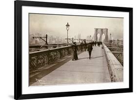 The Brooklyn Bridge Promenade, Looking Towards Manhattan, 1903-Joseph Byron-Framed Giclee Print