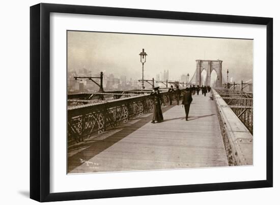 The Brooklyn Bridge Promenade, Looking Towards Manhattan, 1903-Joseph Byron-Framed Giclee Print