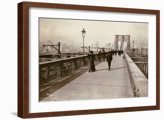 The Brooklyn Bridge Promenade, Looking Towards Manhattan, 1903-Joseph Byron-Framed Giclee Print