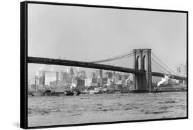 The Brooklyn Bridge Spans the East River, Ca. 1910-null-Framed Stretched Canvas